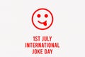 International Joke Day background illustration, Happy Yellow Face. Laughing emoticon symbol. International Joke Day Poster, July 1