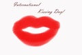 International kissing day - red lips on white Royalty Free Stock Photo