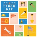 International Labor day and Industry tool icon set