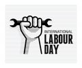 International Labour Day design poster with fist. 1st may celebration illustration