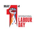 International Labour Day design poster with fist. 1st may celebration illustration