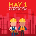 International labour day poster with worker illustration