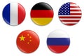 International languages button badge pin set, high resolution vector image Royalty Free Stock Photo