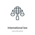 International law outline vector icon. Thin line black international law icon, flat vector simple element illustration from