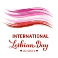 International Lesbian Day calligraphy hand lettering with pink lesbian pride flag. Annual LGBT community holiday on October 8.