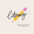 International literacy day banner with big pencil for literacy day international celebration education on background