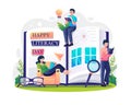 International Literacy day concept with People relaxing while reading books. Vector illustration