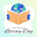 International Literacy Day concept with reading Earth.
