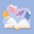 International literacy day, school textbooks literarure educational concept