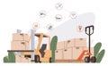 International logistic. Vector advanced tracking systems for cargo delivery. Export and import shipping duties