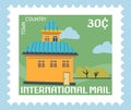 International mail, country town postmark or card Royalty Free Stock Photo