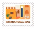 International mail, letter or envelope postmark Royalty Free Stock Photo