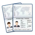 International male and female passports with sample of photo, signature and other personal data Royalty Free Stock Photo