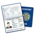 International male passport template with biometric data identification and sample of photo, signature and other personal data Royalty Free Stock Photo