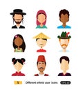 International man and woman people avatar icon dressed in national clothes flat users icons Royalty Free Stock Photo