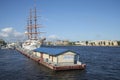 The international marina and the sailing ship Sea Cloud II sunny july afternoon. St. Petersburg Royalty Free Stock Photo