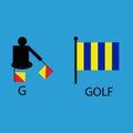 International marine signal flag, sea alphabet , vector illustration, semaphore, communication, golf.