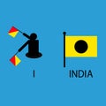 International marine signal flag, sea alphabet , vector illustration, semaphore, communication, india.