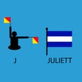 International marine signal flag, sea alphabet , vector illustration, semaphore, communication, juliett.