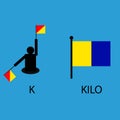 International marine signal flag, sea alphabet , vector illustration, semaphore, communication, kilo.