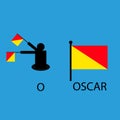 International marine signal flag, sea alphabet , vector illustration, semaphore, communication, oscar.