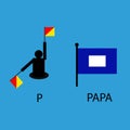 International marine signal flag, sea alphabet , vector illustration, semaphore, communication, papa.