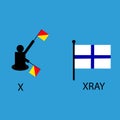 International marine signal flag, sea alphabet , vector illustration, semaphore, communication, xray.