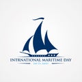 International Maritime Day with sailboat in flat style