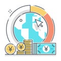 International markets related color line vector icon, illustration