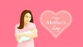 Mother holding a swaddled baby in her arms on Mother`s Day