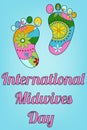 International midwives day with baby feet