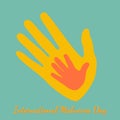 International Midwives Day. Handprints of mother and baby