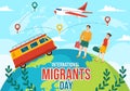International Migrants Day Vector Illustration on 18 December with Immigration People and Refugee