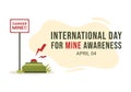 International Mine Awareness Day on April 04 Illustration with Do Not Step on Landmines for Web Banner in Flat Cartoon Hand Drawn