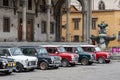 International Mini Meeting 2021. Vintage car rally in Piazza Santissima Annunziata.