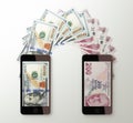International mobile money transfer, Dollar to Turkish lira