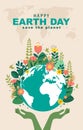 International Mother Earth Day Background with earth and plant illustration