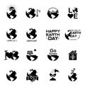 International Mother Earth Day. Environmental protection flat icons set Royalty Free Stock Photo