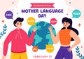 International Mother Language Day Vector Illustration on February 21 with Mom Says Hello in Several World Languages