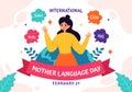 International Mother Language Day Vector Illustration on February 21 with Mom Says Hello in Several World Languages