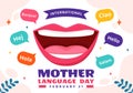 International Mother Language Day Vector Illustration on February 21 with Mom Says Hello in Several World Languages