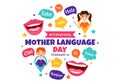 International Mother Language Day Vector Illustration on February 21 with Mom Says Hello in Several World Languages