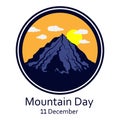 International mountain day, December 11, extreme mountains rock landscape silhouette a nature outdoor hand drawn Royalty Free Stock Photo