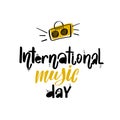 International Music Day vector lettering isolated on white