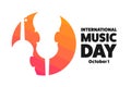 International Music Day. October 1. Holiday concept. Template for background, banner, card, poster with text inscription