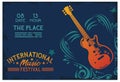 International music festival poster with electric guitar and lettering