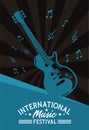 International music festival poster with electric guitar and notes