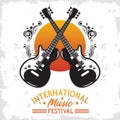 International music festival poster with electric guitars and lettering