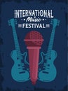 International music festival poster with microphone and guitars