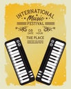 International music festival poster with pianos